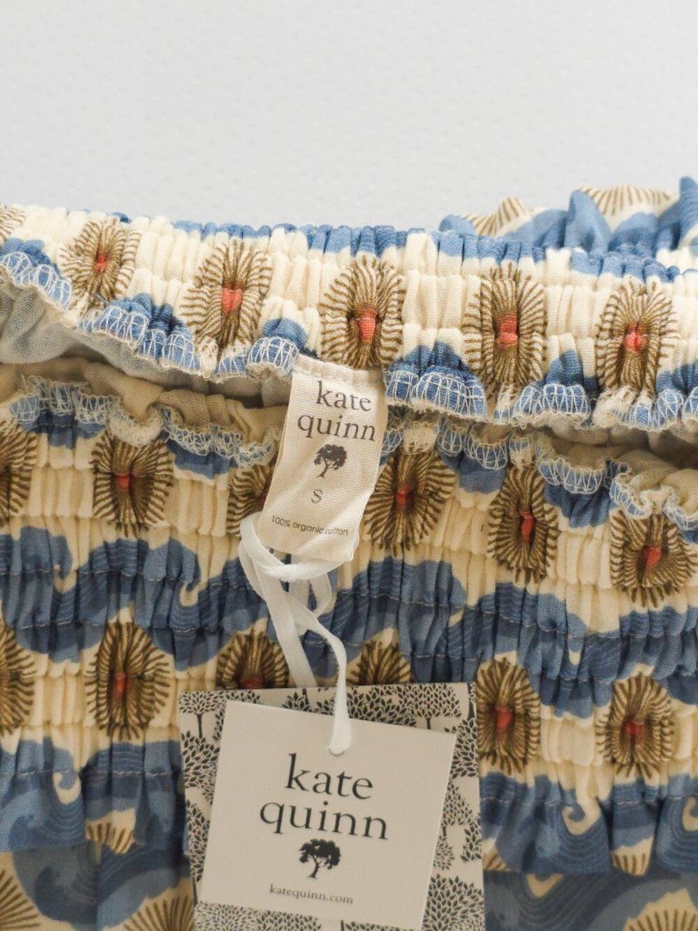 Kate Quinn Women's Ocean Sun Shirred Skirt 100% Organic Cotton Gauze KQ - Picture 6 of 8